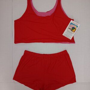SUN STREAK BY NEWPORT NEWS TWO PIECE BOY SHORT SWIMSUIT
